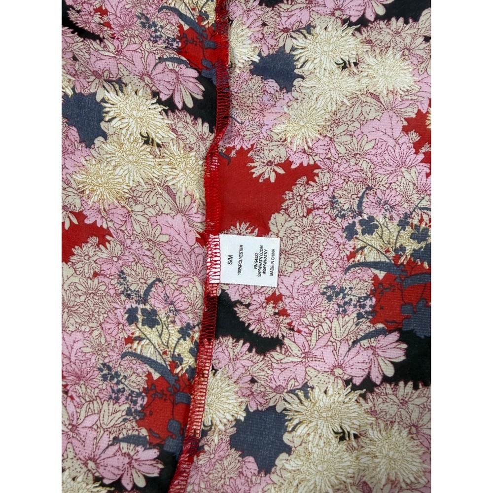 Sheer Whimsy Fairy Boho Feminine Floral Duster Red Pink Ruffle Sleeve S/M - Picture 15 of 16
